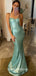 Sexy Light Green Spaghetti Strap Sequins Mermaid Evening Gowns Prom Dresses , WGP155