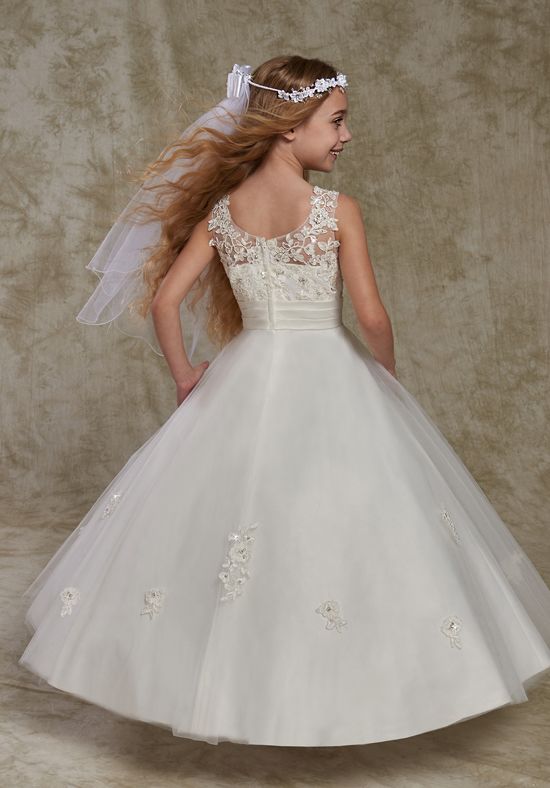 White applique Sleeveless Tutu Elegant princess dress, flower girl dresses, FG0119