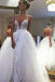 Floor-Length Spaghetti Straps Deep V-neck Backless Lace Wedding Dresses, WD0400