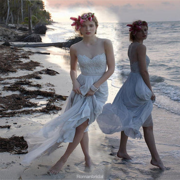 Most popular Floor-length chiffon round-neck prom dresses, Sweetheart Beach wedding Dress, WD0325