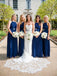 A-line Halter Floor-length Chiffon Simple Bridesmaid Dresses, BD0580