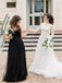 A-line Floo-length Sweetheart Long Black Tulle Bridesmaid Dresses, BD0614