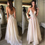 New Arrival A-line deep Sleeveless V-neck Appliques sexy Spaghetti Strap long Prom dresses, PD0524