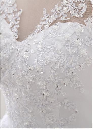 Charming Aline floor length lace top beading wedding dresses with Lace up back, WD0339
