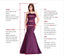 A-line V-neck Lace Appliques Lace-up Back Long Prom Dresses, PD0787