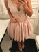A-line V-neck Beading Pink Short Princess Homecoming Dresses With Pleats, HD0453