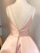Hot Selling Spaghetti Straps V-neck Pink Simple Homecoming Dresses, HD0472