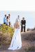Sexy Beach Spaghetti Straps Simple Lace Chiffon Wedding Dress With Train, WD0381