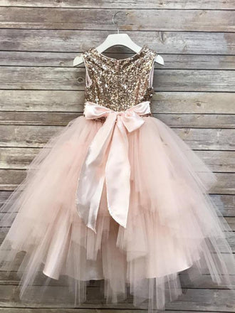 Sequin Top Rose gold Flower Girl Dress, Champagne and Ivory tutu flower girl dresses, FG0126