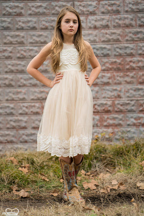 Flower girl dress, ivory flower girl dress, girls dress, country flower girl, ivory lace dress, FG0122