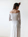 Off-shoulder A-ling Floor-length Full Lace Long sleeves Beach Wedding Dress, WD0383