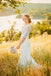 Mermaid V-neck 3/4 sleeves Open-back Country style Wedding Dress With Train, WD0384