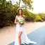 Sexy Beach Spaghetti Straps Simple Lace Chiffon Wedding Dress With Train, WD0381