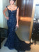 Mermaid Scoop Neck Cap Sleeves Sequins Long Prom Dresses With Train, PD0555