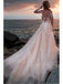 Light Champagne Tulle With Illusion Lace Long Sleeves Wedding Dress, WD0505