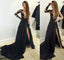 A-Line Tulle Long Sleeves High Split Lace Prom Dresses With Train, PD0542