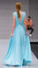 A-line V-neck Floor-length Chiffon Prom Dresses With Pleats, PD0675