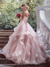 Popular Sweetheart Sleeveless Pink Organza Appliques Wedding Dresses, WD0393