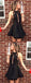 Halter A-Line Sleeveless Short Black Simple Homecoming Dresses, HD0440