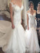 Mermaid V-neck Lace Beading Off-the-Shoulder Wedding Dresses With Train, WD0401