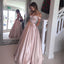 New ArrivalFashion A-line Off-the-shoulder Pearl Pink Satin Party with Beading Prom Dress, PD0416