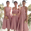 Popular Round Neck A-line Simple Cheap Short Bridesmaid Dresses, BD0535