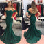 Mermaid Off-shoulder Dark Green Prom Dress With Pleats, PD0602