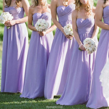 Lovely Sweetheart Sleeveless Floor Length Ruched Lavender Long Bridesmaid Dress , BD0500