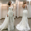 A-line Tulle Mermaid Bakcless Appliques  Open-Back Simple Long Sleeves Wedding Dresses, WD0321