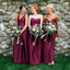 A-line Floor-length V-neck Sweetheart Simple Red Bridesmaid Dresses, BD0522
