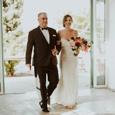 Spaghetti Straps V-neck Full Lace Backless Wedding Dresses, WD0433