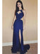Sexy Cheap Backless Side Slit Royal Blue Mermaid Prom Dress, OL631