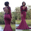 Mermaid Sexy Deep V Neck Long Sleeves Sequins Prom Dress, PD0624
