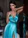 Sheath V-neck Sleeveless Sexy Long Prom Dresses With Hith Split , PD0774
