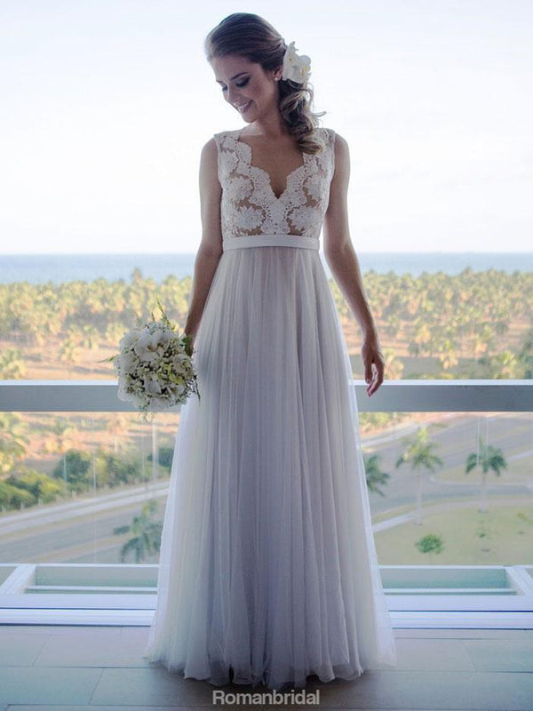 vintage lace beach wedding dress High Neck Vintage Wedding Dresses Long Sleeve Lace Beach Wedding Dress AWD1148