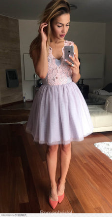 New Arrival lace Short Prom Dress Party Dress, sleeveless cute homecoming dresses,  HD0337