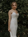 Spaghetti Straps V-neck Lace Top Cheap Wedding Dresses With Train, WD0437