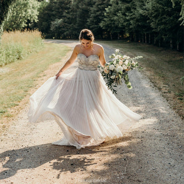 Sweetheart Beading Top Long Backless Chiffon Wedding Dresses, WD0434