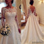 Lace Long Sleeves Wedding Dresses Beading Satin Open Back wedding Dress, WD0316